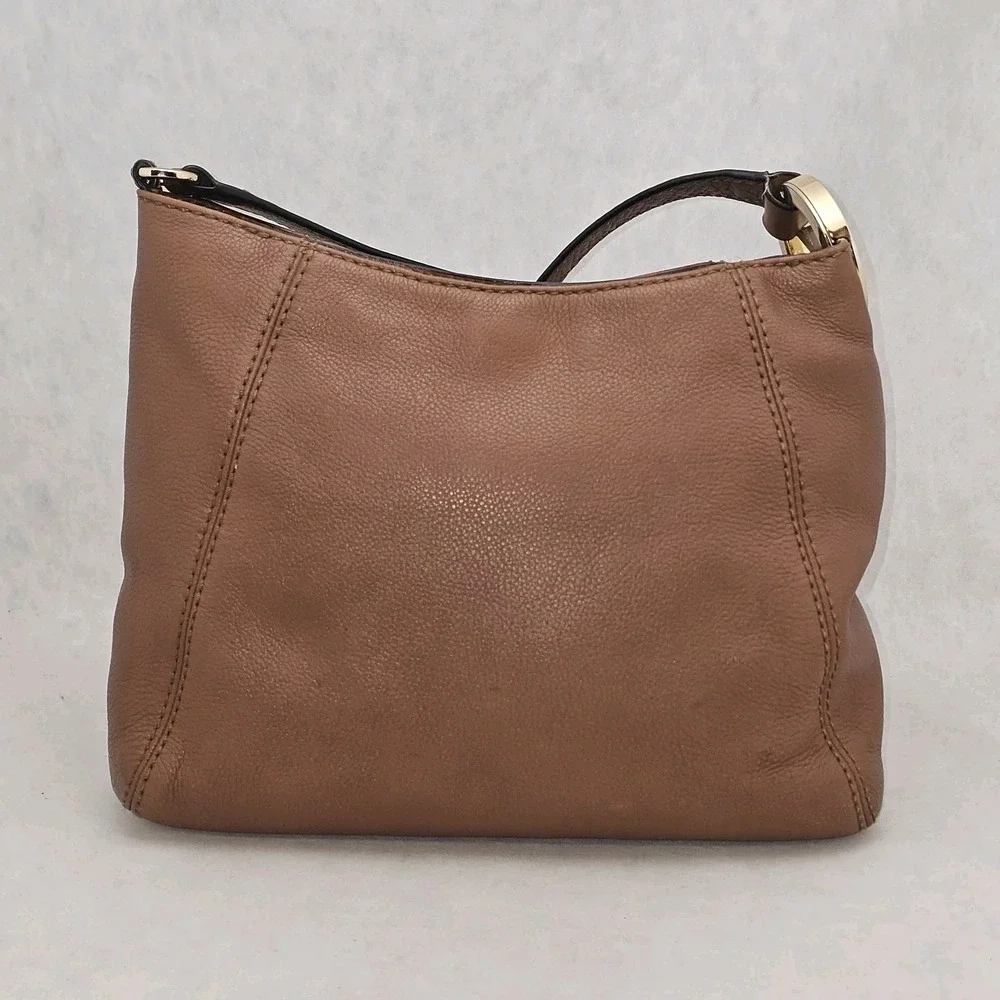 Michael Kors Fulton Crossbody Bag Pebbled Leather Luggage Tan Gold Hardware